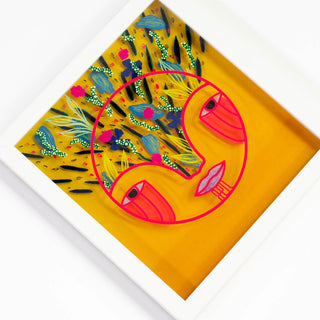 Colorful abstract design on a yellow background